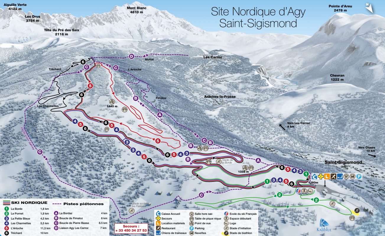 Plan des pistes de ski de fond agy
